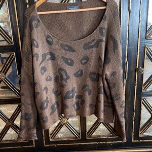 Wooden Ships Brown Leopard Print Sweater